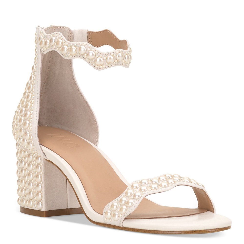 Pearl Embellished Ankle Strap Sandals size 6